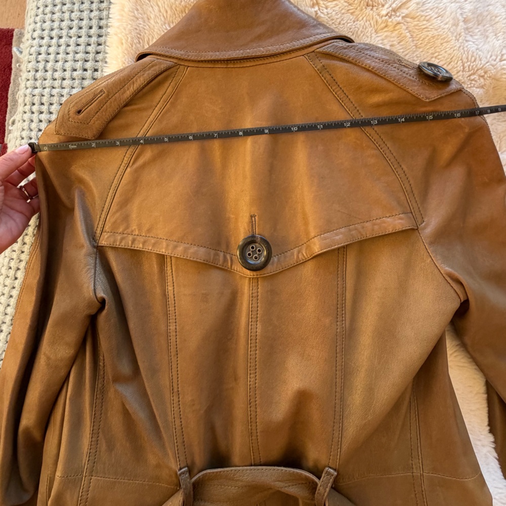 Burberry Leather Trench Double-Breasted Coat - Picture 7 of 10